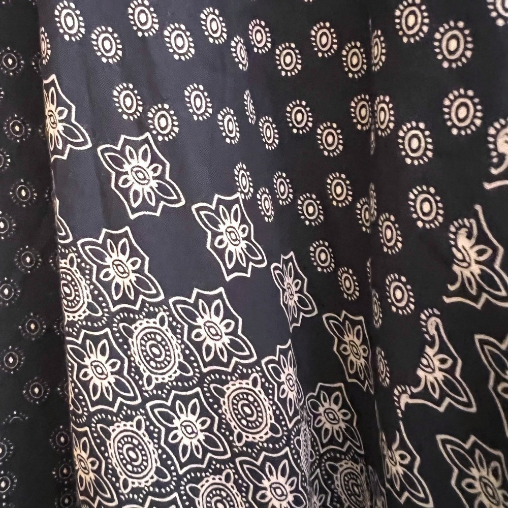 LOFT Navy Blue White Bandana Patchwork Tile Print Kimono Cardigan Open Front M/L - Picture 4 of 9